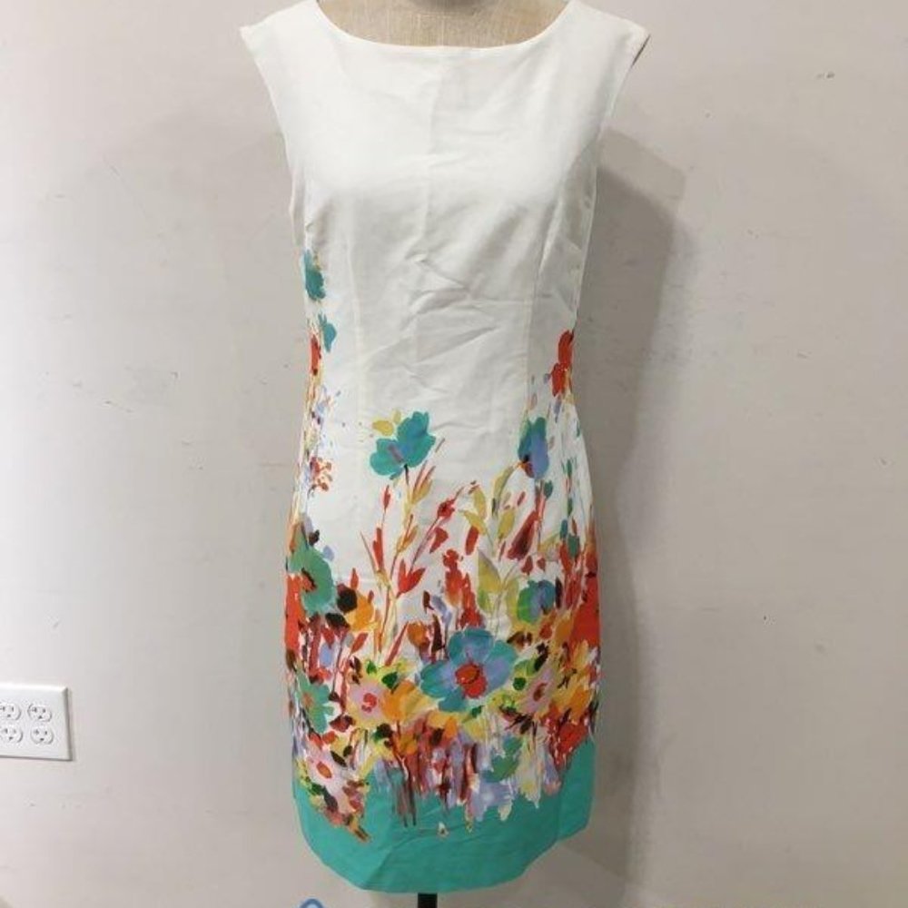 CHETTA B WOMEN'S SLEEVELESS WATERCOLOR FLOWER SHEATH DRESS